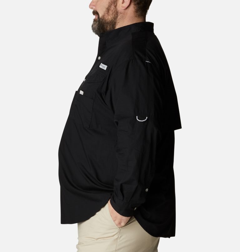 Men's Columbia PFG Bonehead Long Sleeve Shirts Black | Plus Size CA-A6C5L